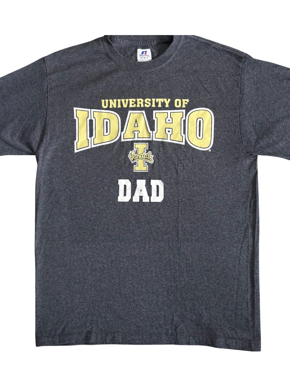 Men's medium Russell athletic short sleeve tee with Idaho and Dad graphics.